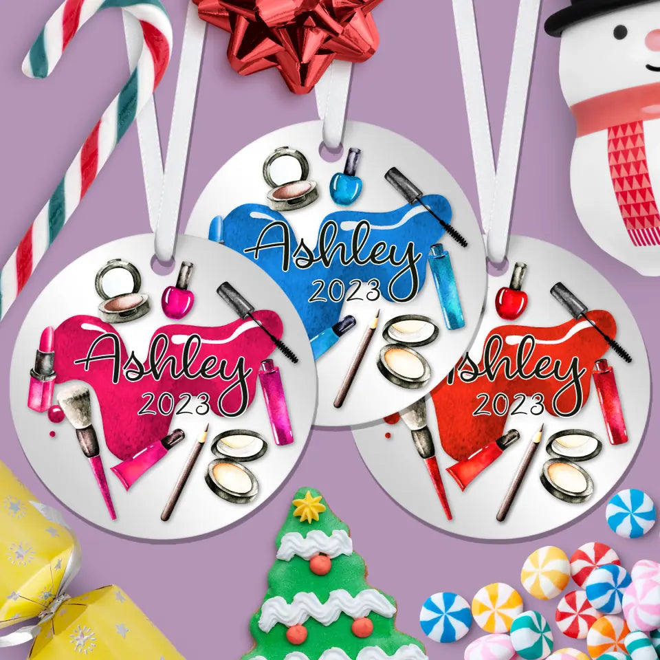 Makeup Christmas Ornament | 2024 | Multiple Colors | Personalized | S'Berry Boutique