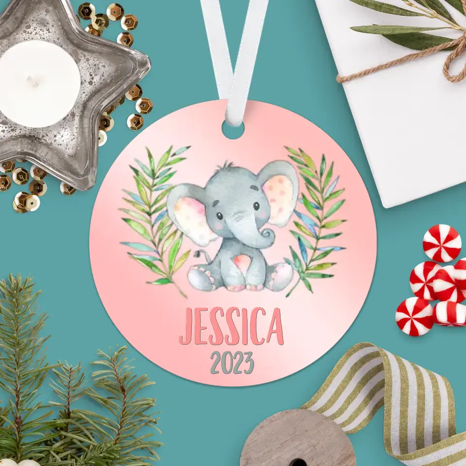 Elephant Christmas Ornament | Pink | Girl | 2024 | Personalized | S'Berry Boutique