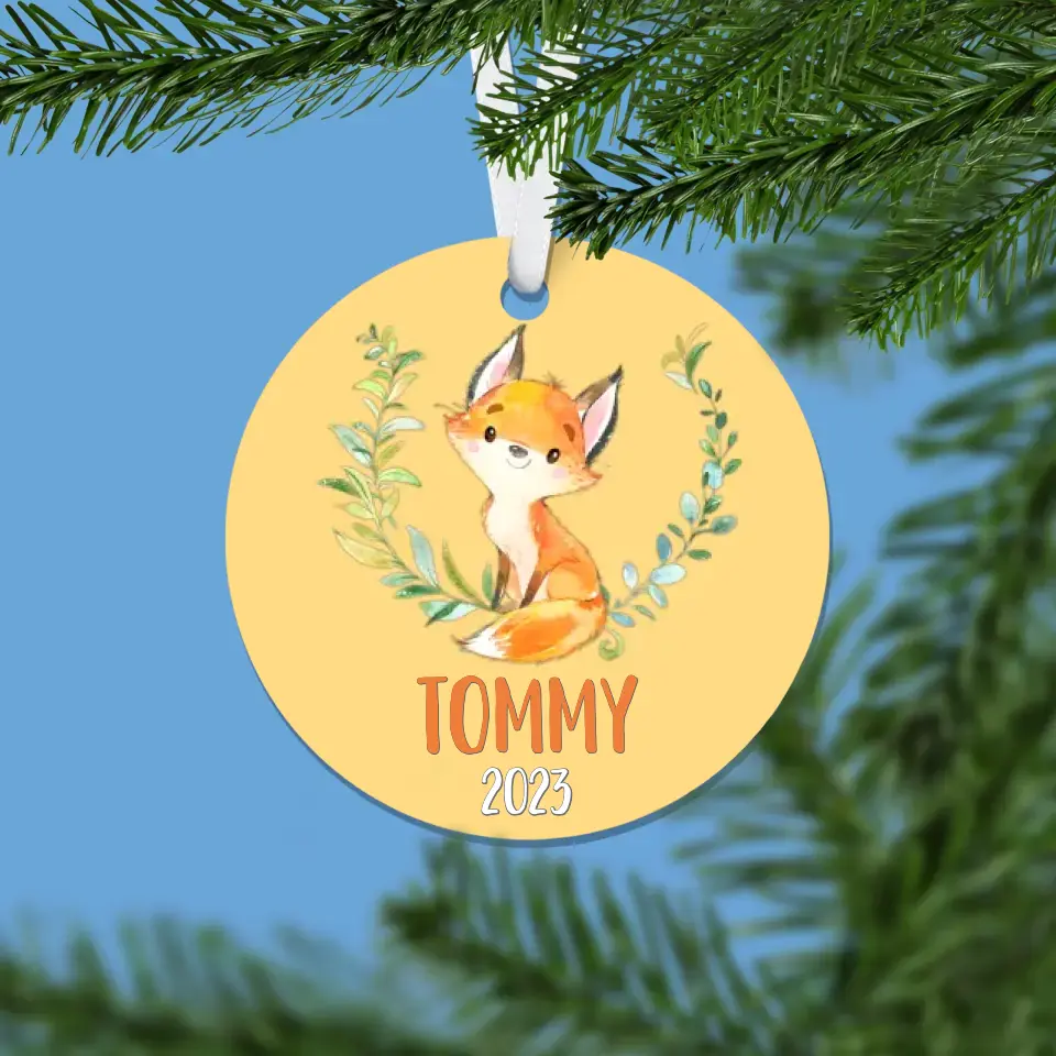 Fox Christmas Ornament | Orange | Boy | 2024 | Personalized | S'Berry Boutique