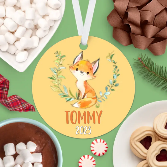 Fox Christmas Ornament | Orange | Boy | 2024 | Personalized | S'Berry Boutique