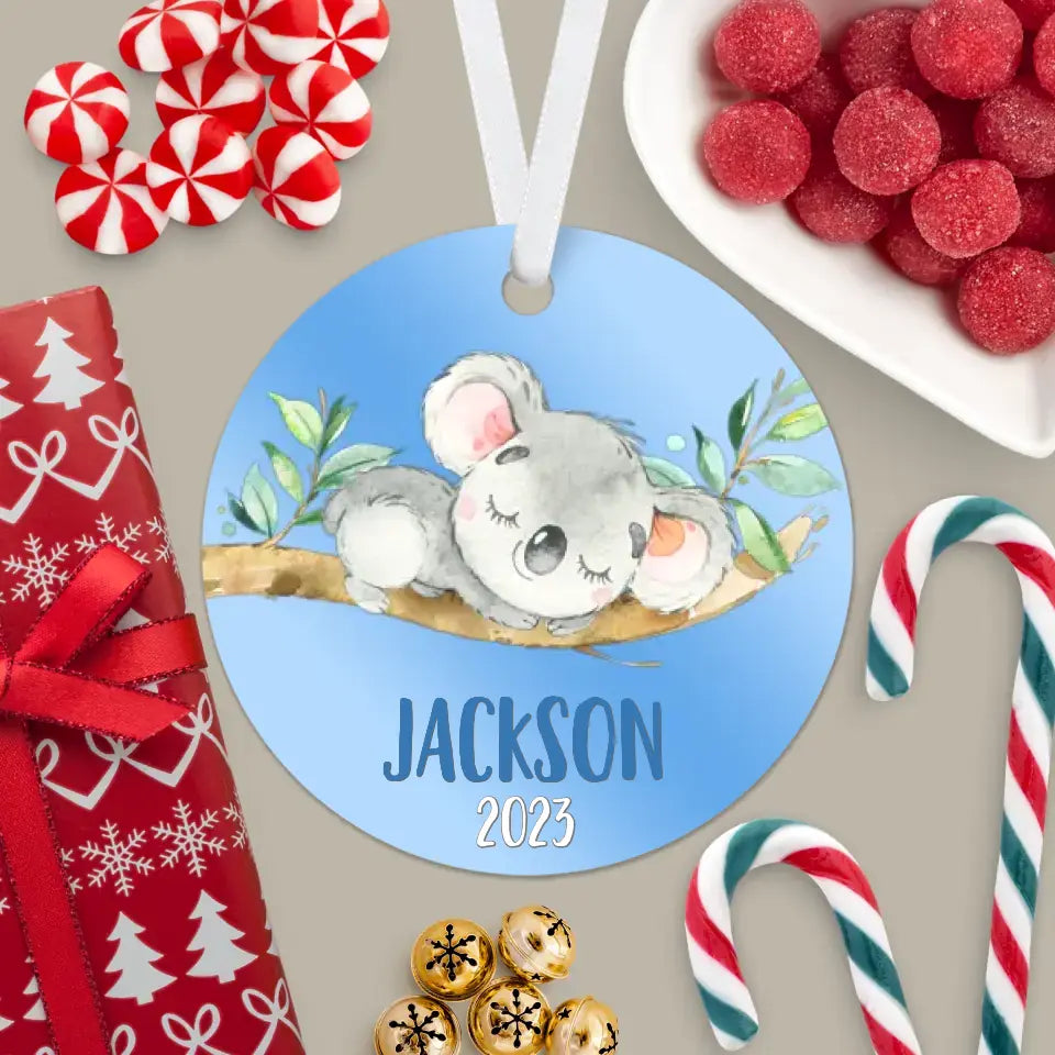 Koala Christmas Ornament | Blue | Boy | 2024 | Personalized | S'Berry Boutique