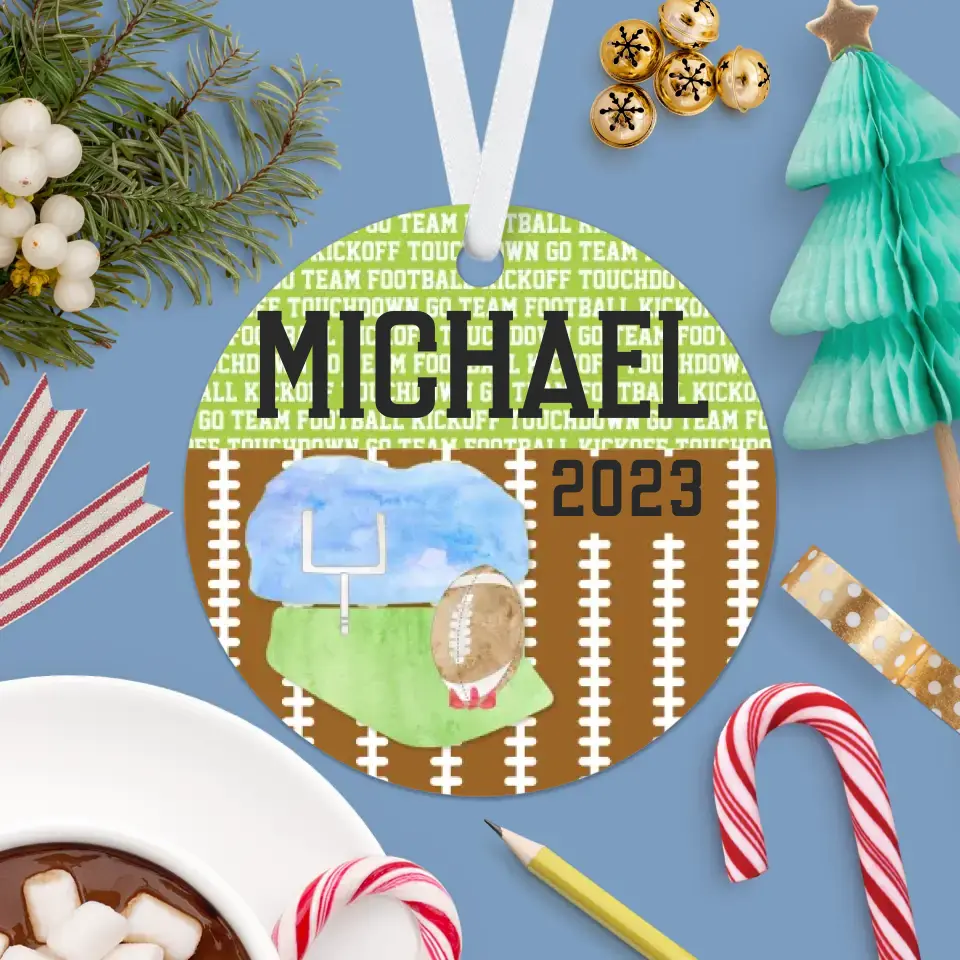 Football Christmas Ornament | Green & Brown | Sports Team | 2024 | Personalized | S'Berry Boutique