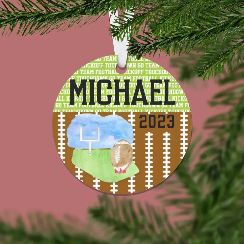 Football Christmas Ornament | Green & Brown | Sports Team | 2024 | Personalized | S'Berry Boutique