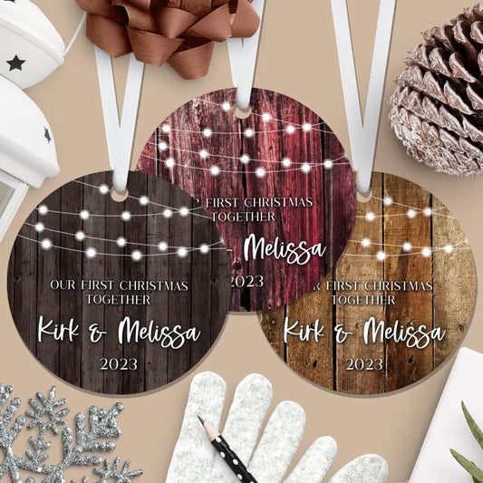 Our First Christmas Together Ornament | 2024 | Multiple Colors | Faux Wood | Personalized | S'Berry Boutique