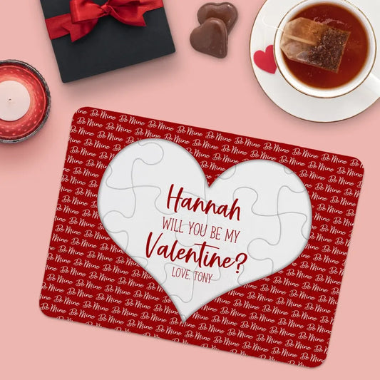 Will You Be My Valentine | Jigsaw Puzzle | Red With White Be Mine | Personalized | S'Berry Boutique