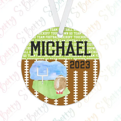 Football Christmas Ornament | Green & Brown | Sports Team | 2024 | Personalized | S'Berry Boutique