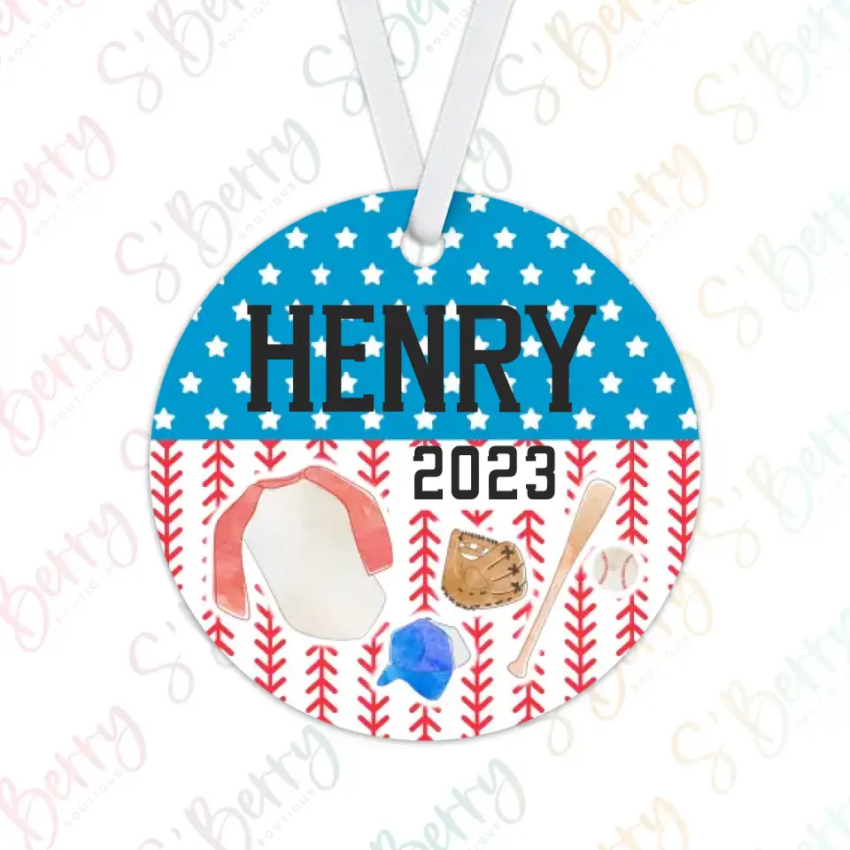 Baseball Christmas Ornament | Red White & Blue | Sports Team | 2024 | Personalized | S'Berry Boutique