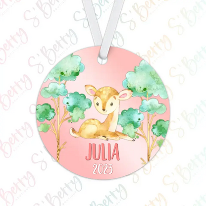 Deer Christmas Ornament | Female Deer | Pink | Girl | 2024 | Personalized | S'Berry Boutique