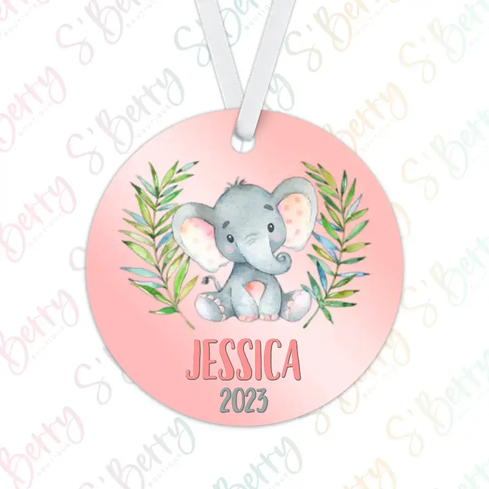 Elephant Christmas Ornament | Pink | Girl | 2024 | Personalized | S'Berry Boutique