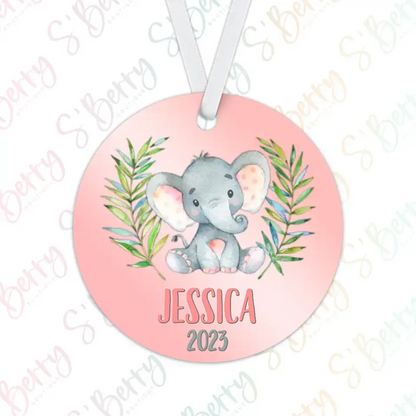 Elephant Christmas Ornament | Pink | Girl | 2024 | Personalized | S'Berry Boutique