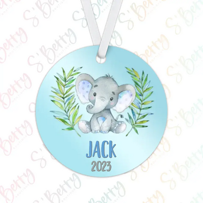 Elephant Christmas Ornament | Blue | Boy | 2024 | Personalized | S'Berry Boutique