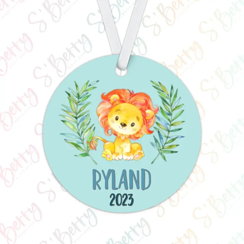 Lion Christmas Ornament | Blue | Boy | 2024 | Personalized | S'Berry Boutique