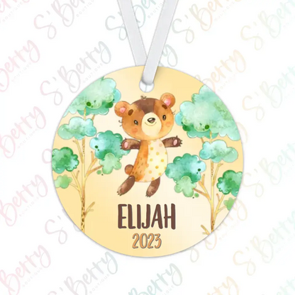 Bear Christmas Ornament | Yellow | Boy | 2024 | Personalized | S'Berry Boutique