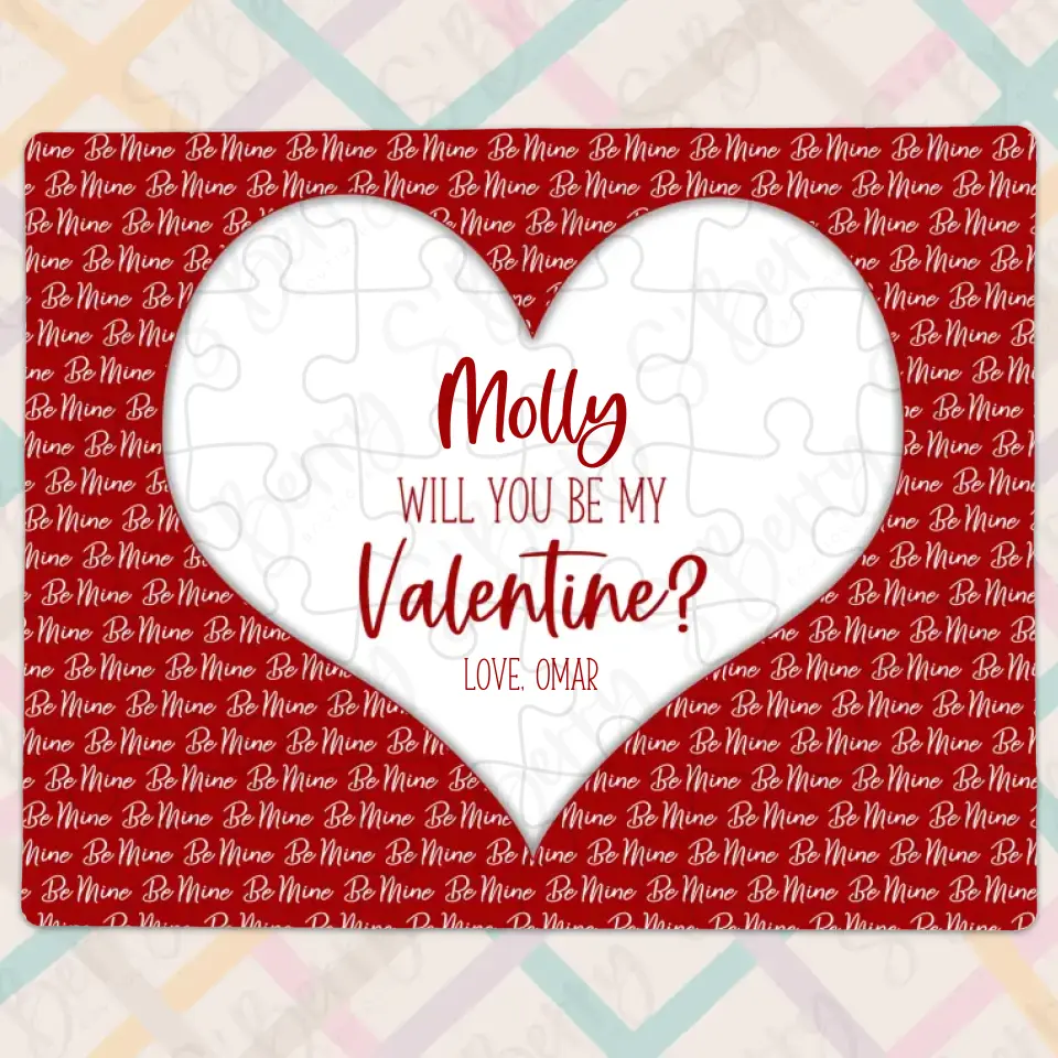 Will You Be My Valentine | Jigsaw Puzzle | Red With White Be Mine | Personalized | S'Berry Boutique