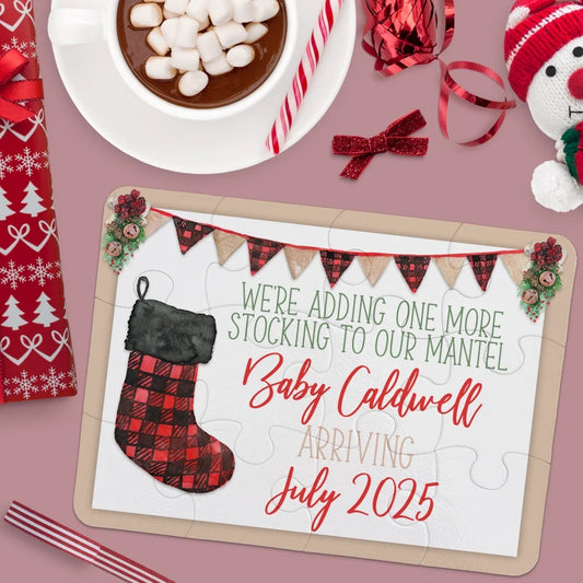 Christmas Pregnancy Announcement | Jigsaw Puzzle | Stocking | Personalized | S'Berry Boutique