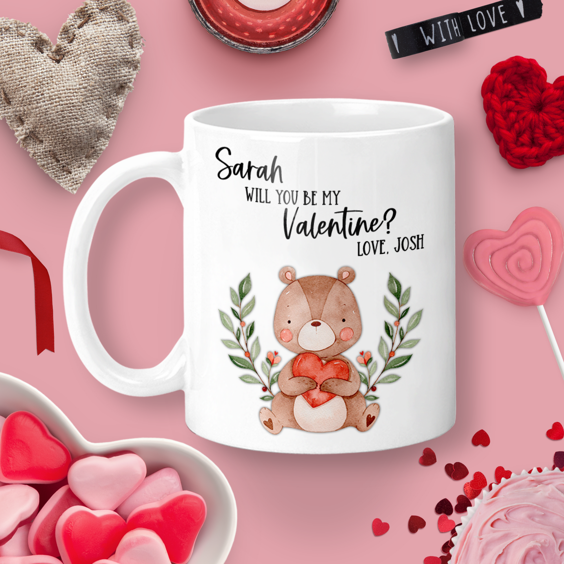 Valentine's Day Love Gifts Pink Coffee Mug Cute Gift for a